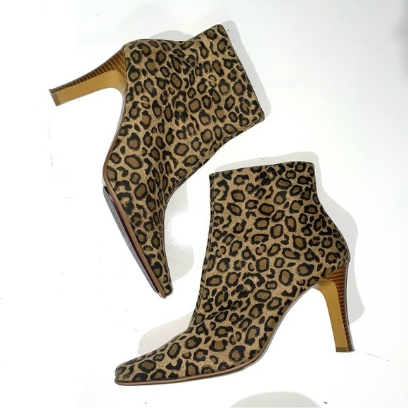 Rouge Helium Shoes - Rouge Helium Leopard Pointed Toe Bootie Boots Heeled Size 8.5